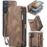 For Samsung Galaxy A35 5G CaseMe 008 Multifunctional Zipper Wallet Leather Phone Case with Lanyard(Brown)