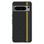 For Google Pixel 8 Ultra-thin Carbon Fiber Texture Printing Phone Case(Black Yellow)