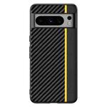 For Google Pixel 8a Ultra-thin Carbon Fiber Texture Printing Phone Case(Black Yellow)