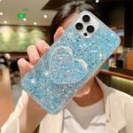 For iPhone 15 Pro Starry Sequin Mirror Stand Epoxy TPU Phone Case(Blue)