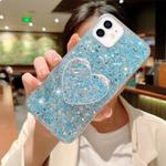 For iPhone 11 Starry Sequin Mirror Stand Epoxy TPU Phone Case(Blue)