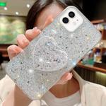 For iPhone 11 Starry Sequin Mirror Stand Epoxy TPU Phone Case(Silver)