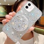 For iPhone 12 Starry Sequin Round Mirror Stand Epoxy TPU Phone Case(Silver)