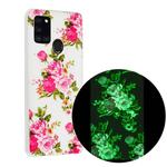 For Samsung Galaxy A21s Luminous TPU Mobile Phone Protective Case(Rose Flower)