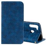 For Samsung Galaxy A21 Lucky Flowers Embossing Pattern Magnetic Horizontal Flip Leather Case with Holder & Card Slots(Dark Blue)