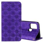 For Samsung Galaxy A21s Lucky Flowers Embossing Pattern Magnetic Horizontal Flip Leather Case with Holder & Card Slots(Purple)