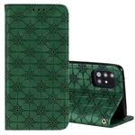 For Samsung Galaxy A51 5G Lucky Flowers Embossing Pattern Magnetic Horizontal Flip Leather Case with Holder & Card Slots(Dark Green)