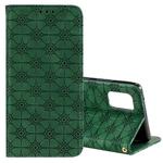 For Samsung Galaxy A71 5G Lucky Flowers Embossing Pattern Magnetic Horizontal Flip Leather Case with Holder & Card Slots(Dark Green)
