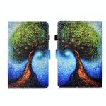 For Samsung Galaxy Tab A9+ Coloured Drawing Stitching Flip PU Tablet Case with Sleep / Wake-up Function(Abstract Tree)