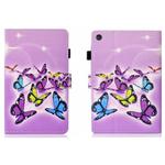 For Samsung Galaxy Tab A9 Coloured Drawing Stitching Flip PU Tablet Case with Sleep / Wake-up Function(Butterflies)