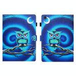 For Samsung Galaxy Tab A9+ Coloured Drawing Stitching Flip PU Tablet Case with Sleep / Wake-up Function(Moon Owl)