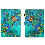 For Samsung Galaxy Tab A9 Coloured Drawing Stitching Flip PU Tablet Case with Sleep / Wake-up Function(Green Butterfly)