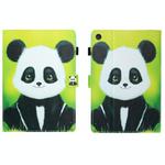For Samsung Galaxy Tab A9 Coloured Drawing Stitching Flip PU Tablet Case with Sleep / Wake-up Function(Panda)