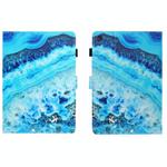 For Samsung Galaxy Tab A9 Coloured Drawing Stitching Flip PU Tablet Case with Sleep / Wake-up Function(Blue Marble)