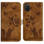 For Samsung Galaxy A02s EU Butterfly Cat Embossing Flip Leather Phone Case(Brown)