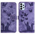 For Samsung Galaxy A23 / M13 4G Butterfly Cat Embossing Flip Leather Phone Case(Purple)