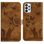 For Samsung Galaxy A32 5G Butterfly Cat Embossing Flip Leather Phone Case(Brown)