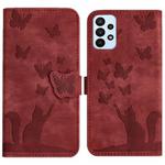 For Samsung Galaxy A33 5G Butterfly Cat Embossing Flip Leather Phone Case(Red)