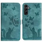 For Samsung Galaxy S23 FE 5G Butterfly Cat Embossing Flip Leather Phone Case(Wathet)