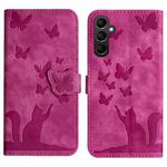 For Samsung Galaxy S24 5G Butterfly Cat Embossing Flip Leather Phone Case(Pink)