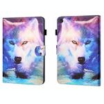 For Samsung Galaxy Tab A9+ Coloured Drawing Stitching Flip PU Tablet Case with Sleep / Wake-up Function(Wolf)