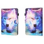 For Samsung Galaxy Tab A9 Coloured Drawing Stitching Flip PU Tablet Case with Sleep / Wake-up Function(Wolf)
