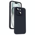 For iPhone 15 Plus Microfiber Liquid Silicone Shockproof Phone Case(Black)