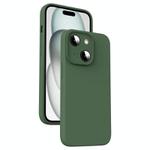 For iPhone 15 Microfiber Liquid Silicone Shockproof Phone Case(Dark Green)