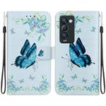 For Tecno Camon 18 Premier Crystal Texture Colored Drawing Leather Phone Case(Blue Pansies)