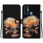 For Tecno Camon 18i Crystal Texture Colored Drawing Leather Phone Case(Gold Peony)