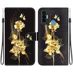 For Tecno Camon 18i Crystal Texture Colored Drawing Leather Phone Case(Gold Butterfly Rose)