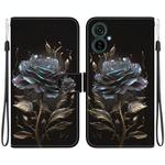 For Tecno Camon 19 Neo Crystal Texture Colored Drawing Leather Phone Case(Black Rose)