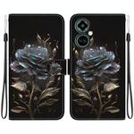 For Tecno Camon 19 Pro 5G Crystal Texture Colored Drawing Leather Phone Case(Black Rose)