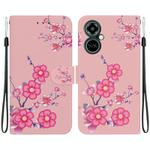 For Tecno Camon 19 Pro 5G Crystal Texture Colored Drawing Leather Phone Case(Cherry Blossoms)