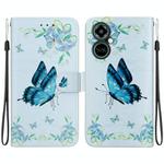 For Tecno Camon 19 Pro 5G Crystal Texture Colored Drawing Leather Phone Case(Blue Pansies)