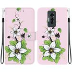 For Tecno Phantom X Crystal Texture Colored Drawing Leather Phone Case(Lily)