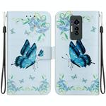 For Tecno Phantom X Crystal Texture Colored Drawing Leather Phone Case(Blue Pansies)