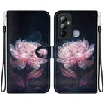 For Tecno Pop 6 Go Crystal Texture Colored Drawing Leather Phone Case(Purple Peony)