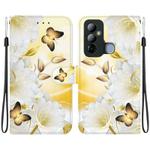 For Tecno Pop 6 Go Crystal Texture Colored Drawing Leather Phone Case(Gold Butterfly Epiphyllum)