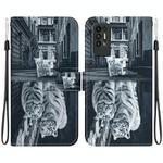 For Tecno Pova 2 Crystal Texture Colored Drawing Leather Phone Case(Cat Tiger Reflection)