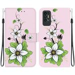For Tecno Pova 2 Crystal Texture Colored Drawing Leather Phone Case(Lily)