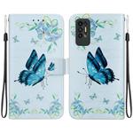 For Tecno Pova 2 Crystal Texture Colored Drawing Leather Phone Case(Blue Pansies)
