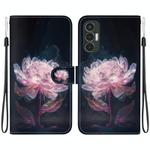 For Tecno Pova 3 LE7 Crystal Texture Colored Drawing Leather Phone Case(Purple Peony)