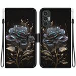 For Tecno Pova 3 LE7 Crystal Texture Colored Drawing Leather Phone Case(Black Rose)