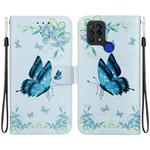 For Tecno Pova 4G LD7 Crystal Texture Colored Drawing Leather Phone Case(Blue Pansies)