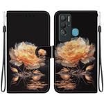 For Tecno Pova Neo LE6 Crystal Texture Colored Drawing Leather Phone Case(Gold Peony)