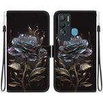 For Tecno Pova Neo LE6 Crystal Texture Colored Drawing Leather Phone Case(Black Rose)