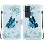 For Tecno Pova Neo LE6 Crystal Texture Colored Drawing Leather Phone Case(Blue Pansies)