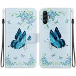 For Tecno Spark 8 Pro Crystal Texture Colored Drawing Leather Phone Case(Blue Pansies)