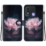 For Tecno Spark 8 / 8T Crystal Texture Colored Drawing Leather Phone Case(Purple Peony)